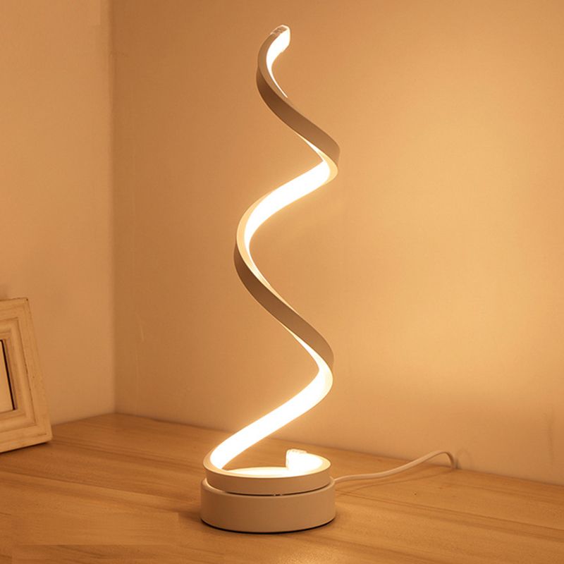 LED moderniste Light Light White Spiral Task éclairage avec une teinte acrylique en lumière blanche / chaude