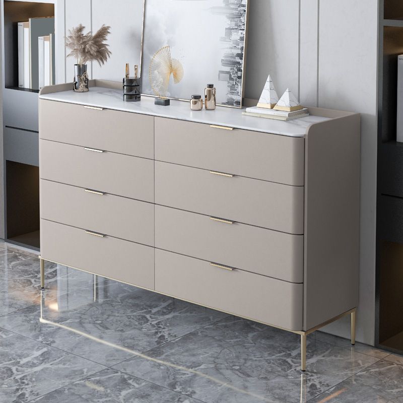 Classic Glam Double Dresser Stone Horizontal Storage Chest for Bedroom