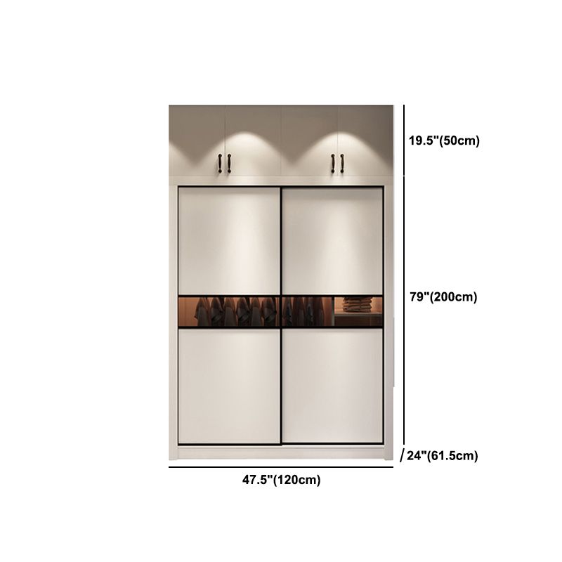 White Engineered Wood Wardrobe Closet Contemporary Wardrobe for Bedroom