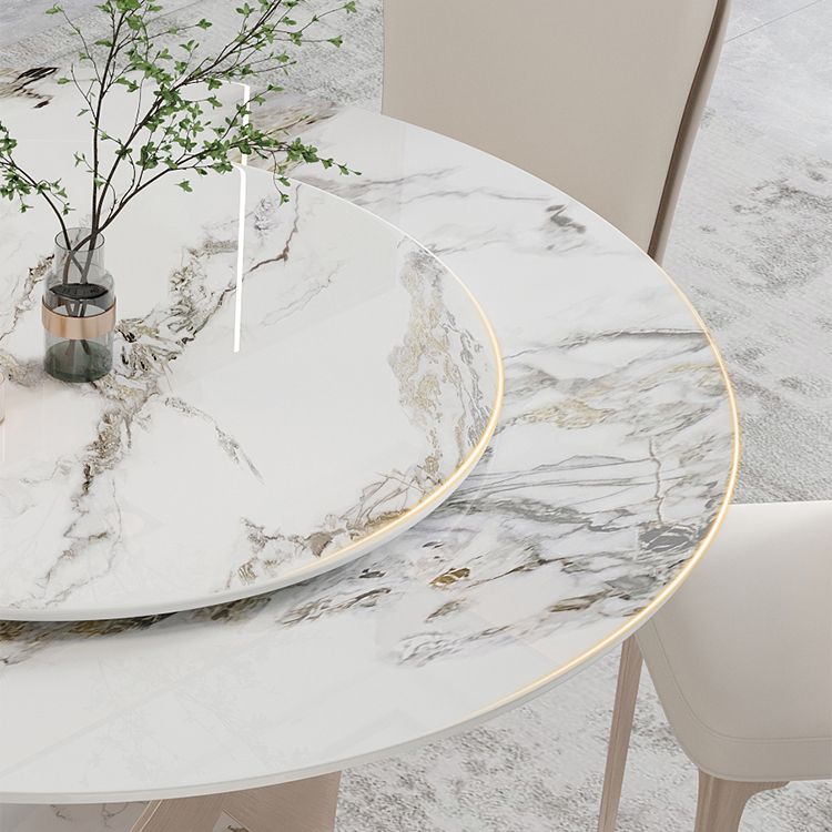 Modern 1/4/5/7 Pieces Dinette Set with White Sintered Stone Round Dining Table Set