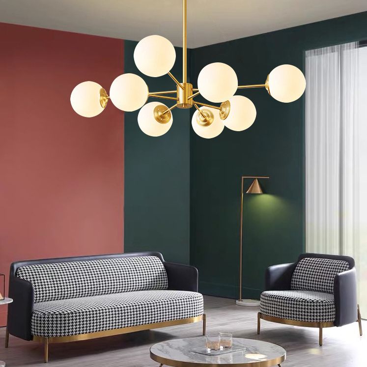 Lampada lampadina a forma molecolare dorata Ombrata di vetro bianco sfera moderno Stile semplicità Stile per sala da pranzo