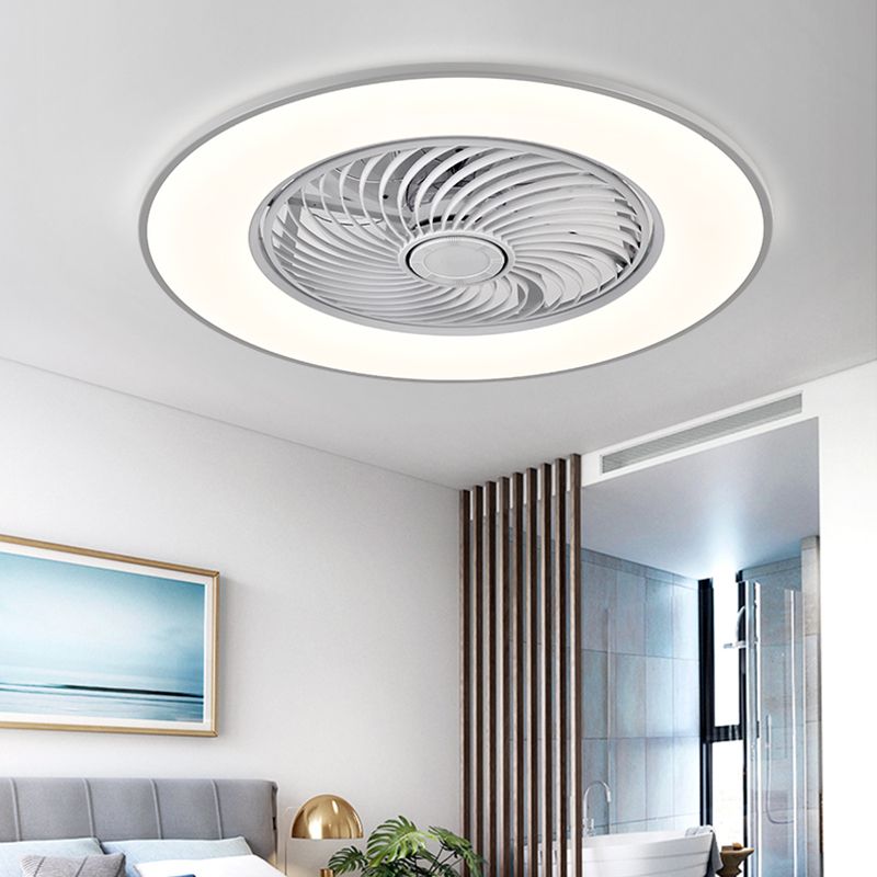 Moderne Einfachheit LED -Deckenventilator leichte schmiedeeiserne kreisförmige Flush -Berg mit Acrylschatten