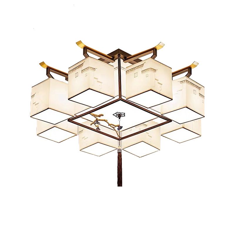 Traditional Style Ceiling Lamp Fabric Flush Mount Lighting for Living Room