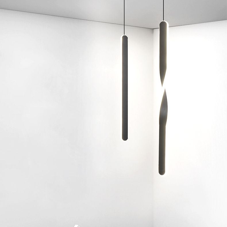 Contemporary Style Long Strip LED Hanging Light 23.6" H Acrylic + Metal Simplicity Pendant Lamp for Bedroom