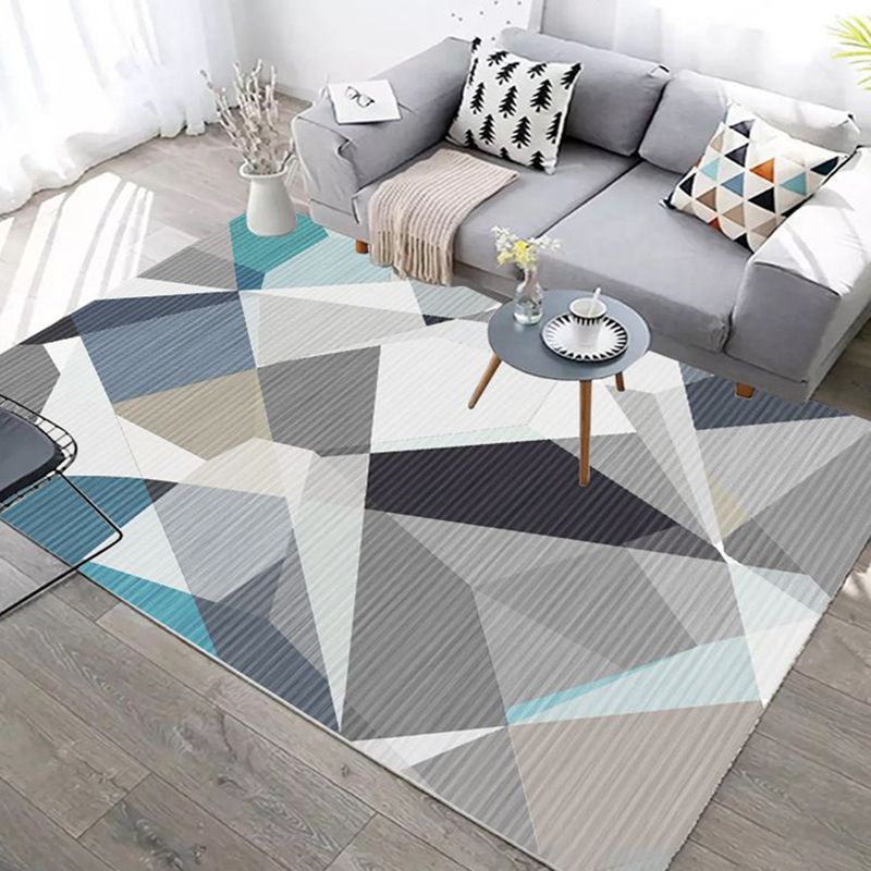 Multicolored Modern Rug Triangle Pattern Area Carpet Polyester Stain Resistant Rug for Living Room