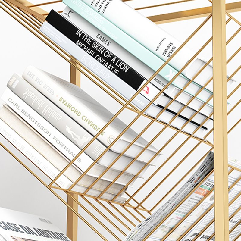 Metal Vertical Geometric Bookcase Contemporary Style Closed Back Shelf