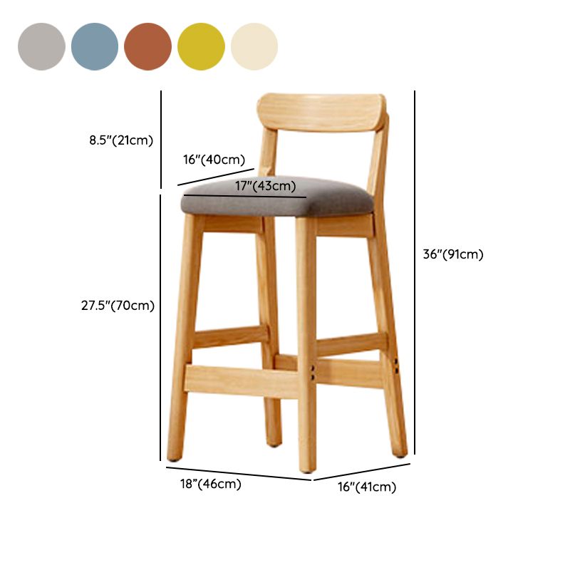Solid Wood Bar Stool Backrest Upholstered Bar Stools for Dining Room
