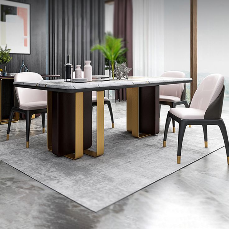 Traditional Luxury Stone Table Rectangle Dining Table for Home