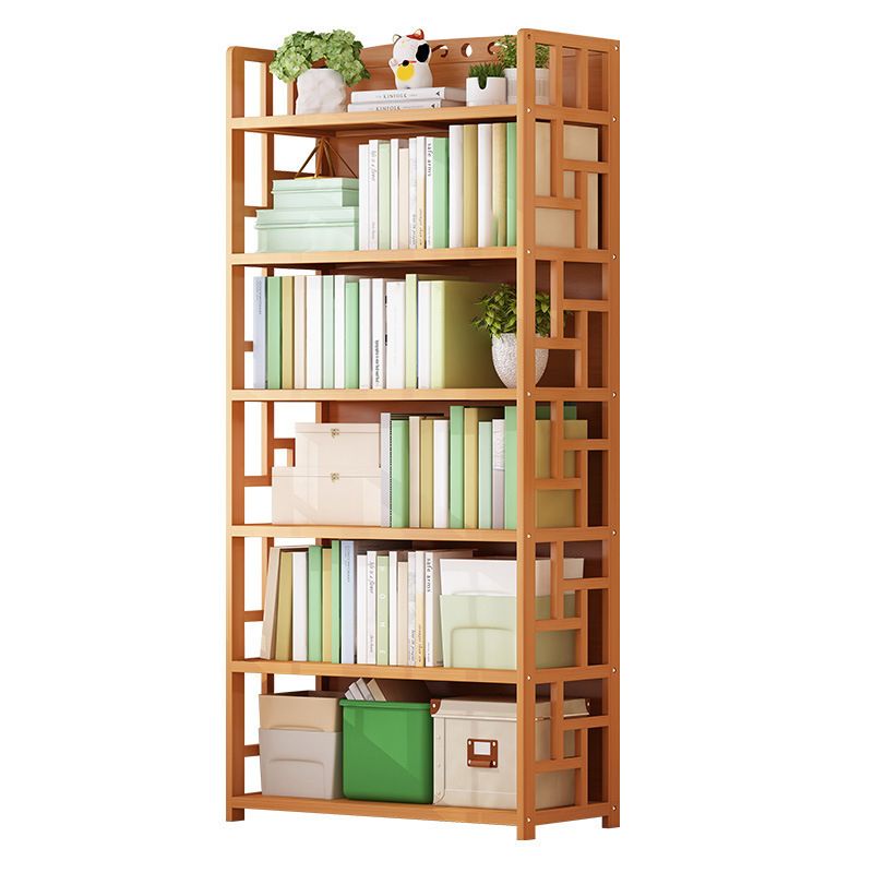 Natural Floor Bookshelf Contemporary Bamboo Shelf Bookcase for Study Room