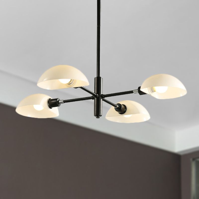 1/2 Tiers Chandelier Lamp Spoon Shade Nordic Simple Style Metal 4/6/8 Lights Hanging Ceiling Light with Black/Gold Rod