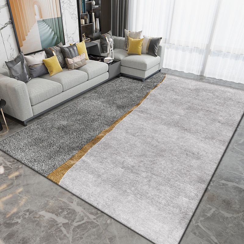 Dark Gray Simple Rug Polyester Geometric Rug Washable Area Rug for Living Room