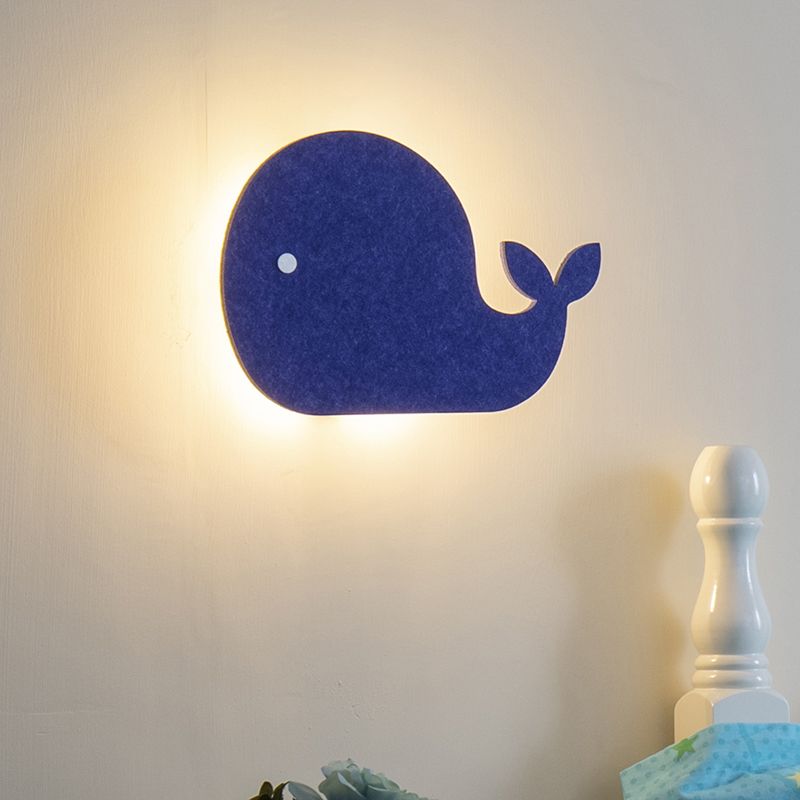 Cartoon Animal LED Sconce Lamp Polyester Children's Bedroom Wall Light Fixture