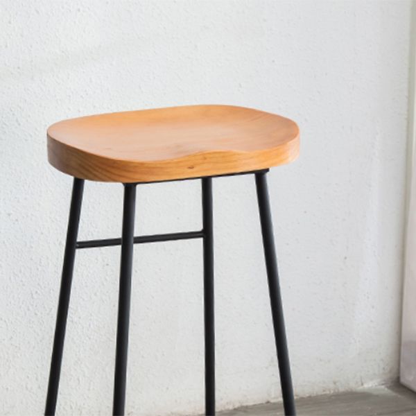 Contemporary Style Solid Wood Counter Stool Saddle Seat Bar Stool with Footrest