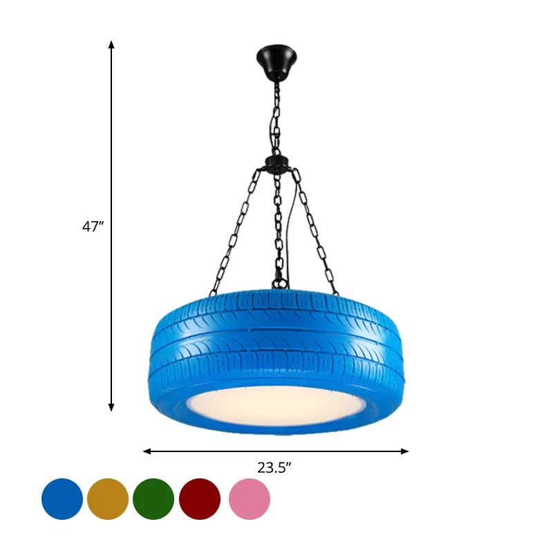 Creative Industrial Hanging Light Car Tire Rubber Chandelier with Hanging Chain for Bar