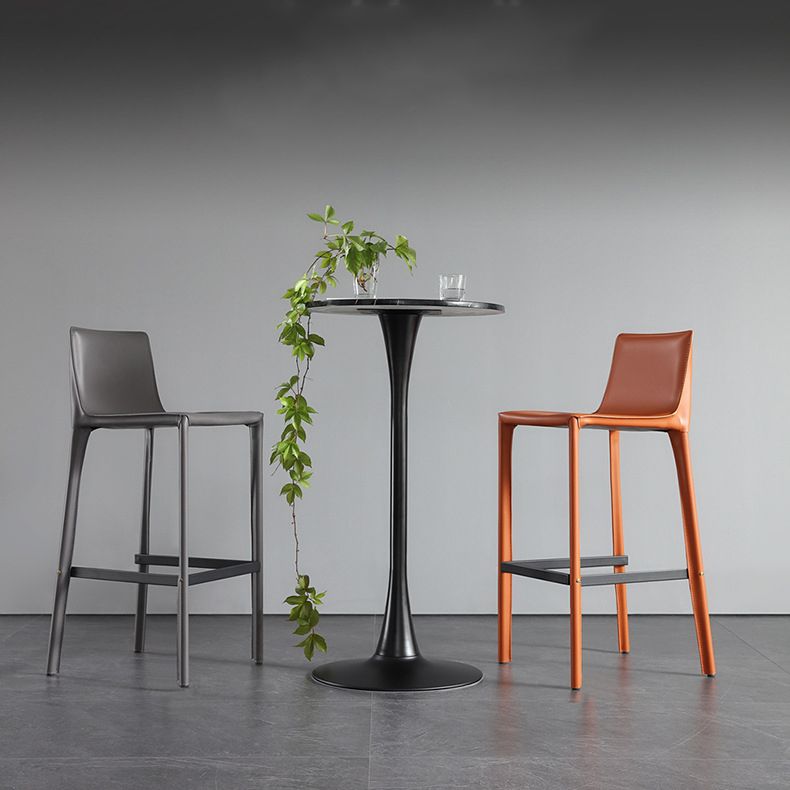 Contemporary Metal Bar Stool Backrest Counter Stool for Living Room