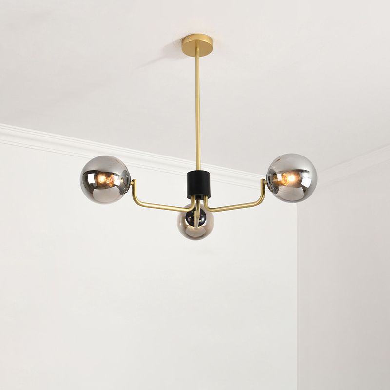 Gray Glass Chandelier Lighting Fixture Modern Chandelier Pendant Light for Living Room