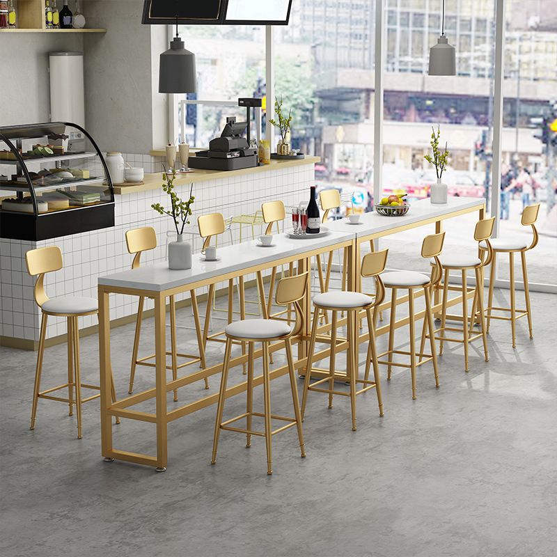 Rectangle Footrest Pub Table Set Glam 1/2/3/4/6 Pieces White Coffee Shop Bistro Set