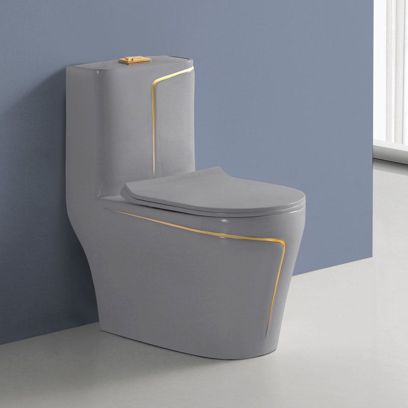 Traditional Floor Mounted Toilet Siphon Jet One-Piece Flush Toilet with Slow Close Seat