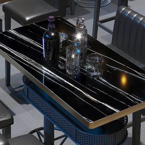 Industrial Style Bar Wine Table Black Color Bar Dining Table with Storage