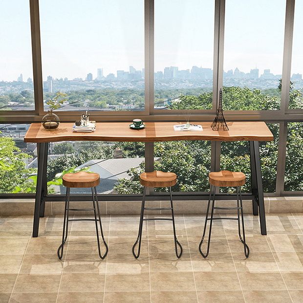 Pine Solid Wood Bar Dining Table Industrial Rectangle Bar Height Table