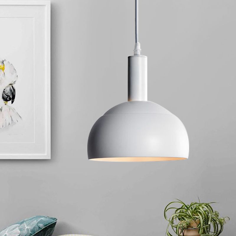 Dome Iron Down Lighting Modern Nordic Style 1 Restaurant léger suspendu suspendu en blanc
