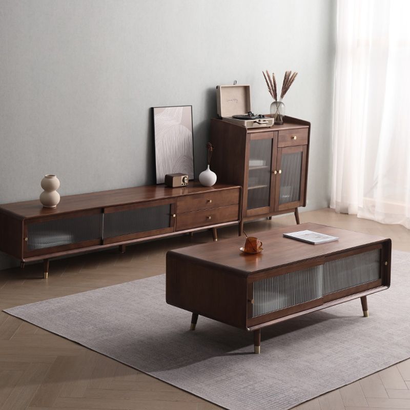 Solid Wood Rectangle Cocktail Table Modern No Distressing Single Coffee Table