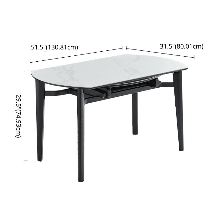 Contemporary Collapsible Sintered Stone Dining Room Table with 4 Solid Wood Legs Kitchen Dining Set