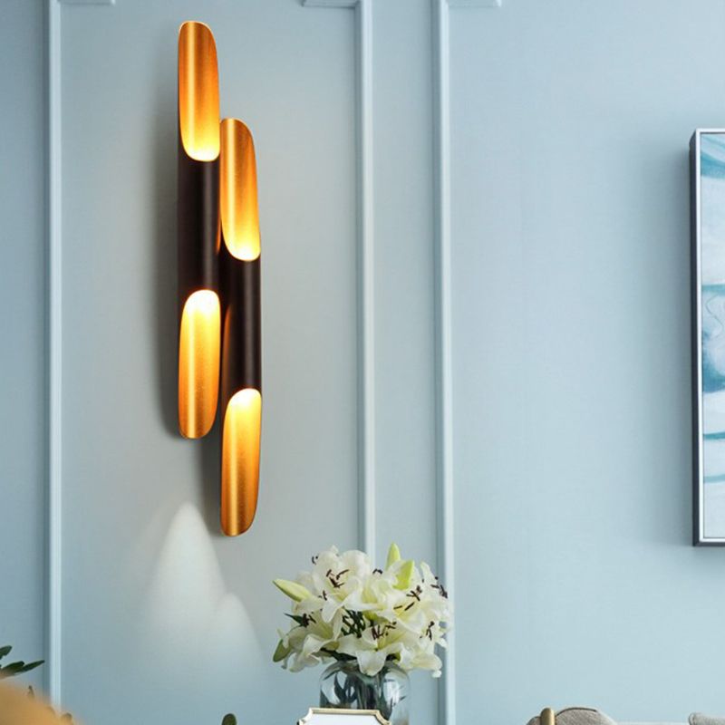 Black and Gold Wall Light in Modern Luxury Style Aluminium Cylindroid Wall Lamp for Interior Spaces