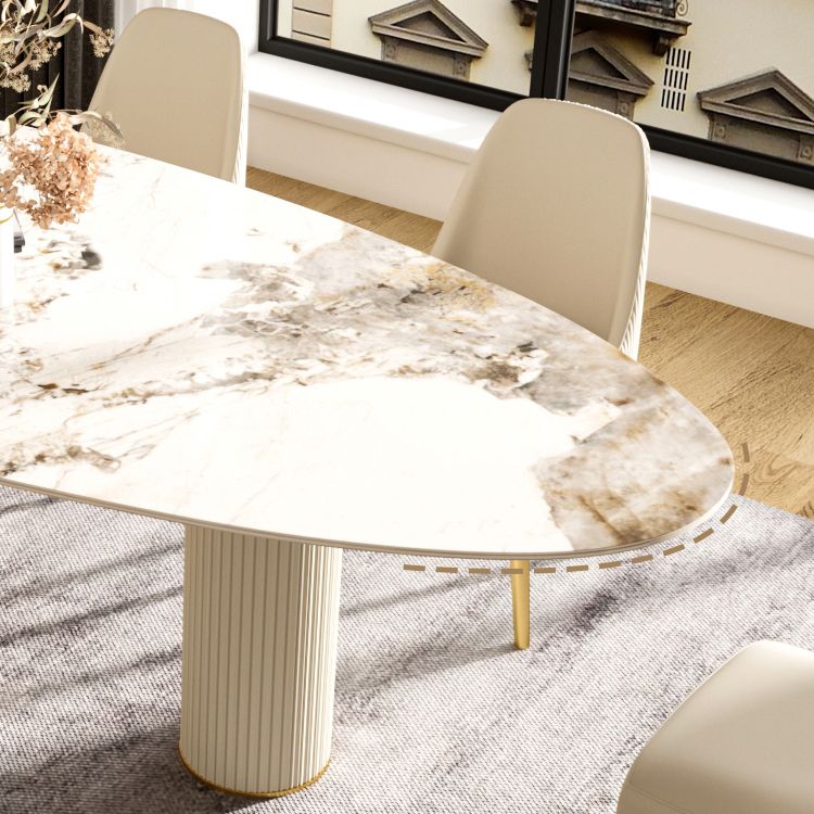 Metal Traditional Luxury Oval Indoor Table Sintered Stone Table with 3 Legs