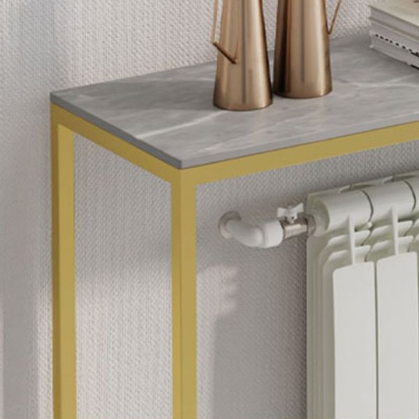 33.46" Tall Glam Console Sofa Table 1-Shelf Stone Accent Table for Hall