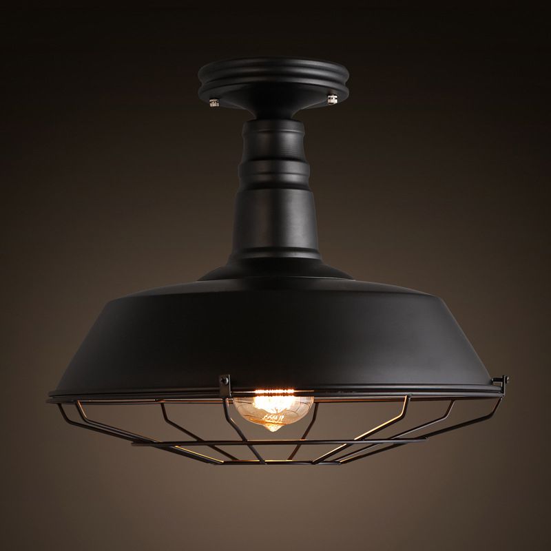 Lámpara de techo semi empotrada industrial de metal, 1 luz, luces de techo semi empotradas para pasillo y vestíbulo