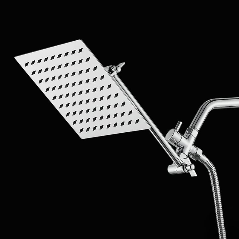 Silver Square Fixed Shower Head Modern Style Wall-Mount Showerhead