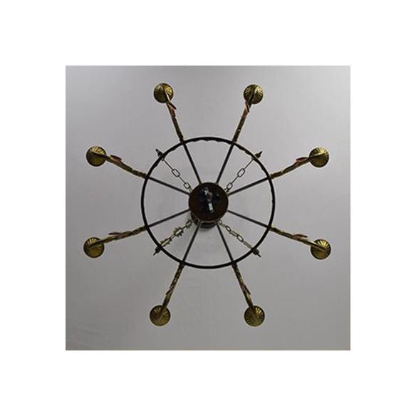 Luz de suspensión Tiffany 9 luces Luz de la lámpara de cristal con sombra de vidrio en azul para el dormitorio