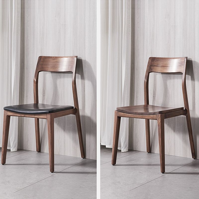 Contemporary Indoor Walnut Solid Wood Open Back Side Dining Chair