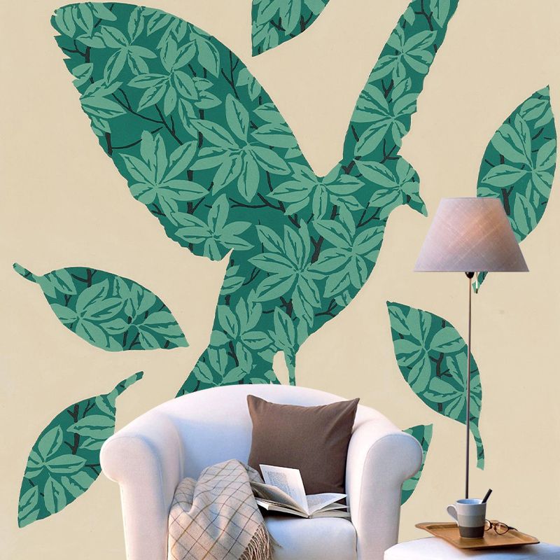 Surrealism Shattered Leaves Murals for Home Custom Size Wall Decoration in Green