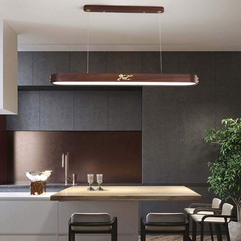 Luz de techo de isla geométrica de cocina moderna de madera ligera de madera ligera