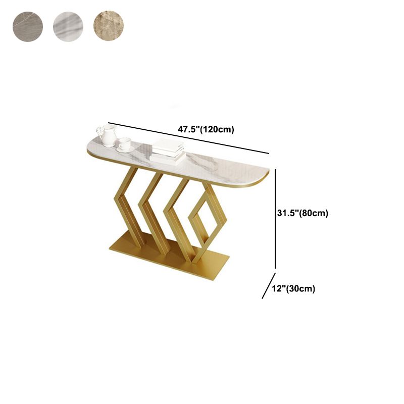 Glam Iron Half Moon Console Table Stain Resistant for Outdoor Console Sofa Table