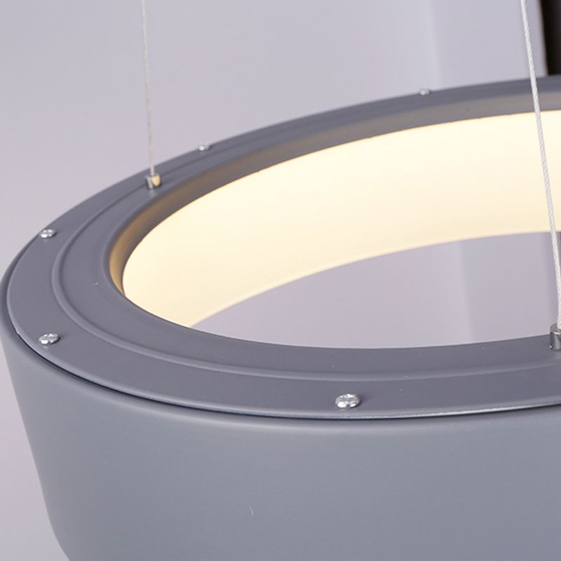 18"/23.5"/31.5" Dia Ring Ceiling Light Minimalist Metal White/Gray/Black Integrated LED Pendant Light Fixture for Dining Room