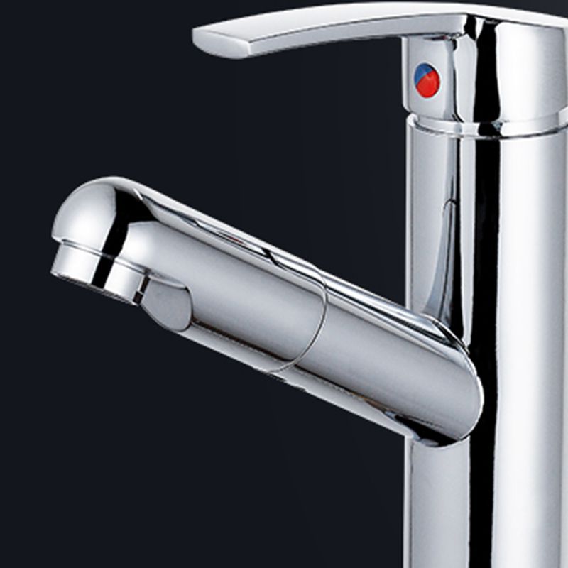 Modern Pull Out Centerset Faucet Single Handle Bathroom Vessel Faucet