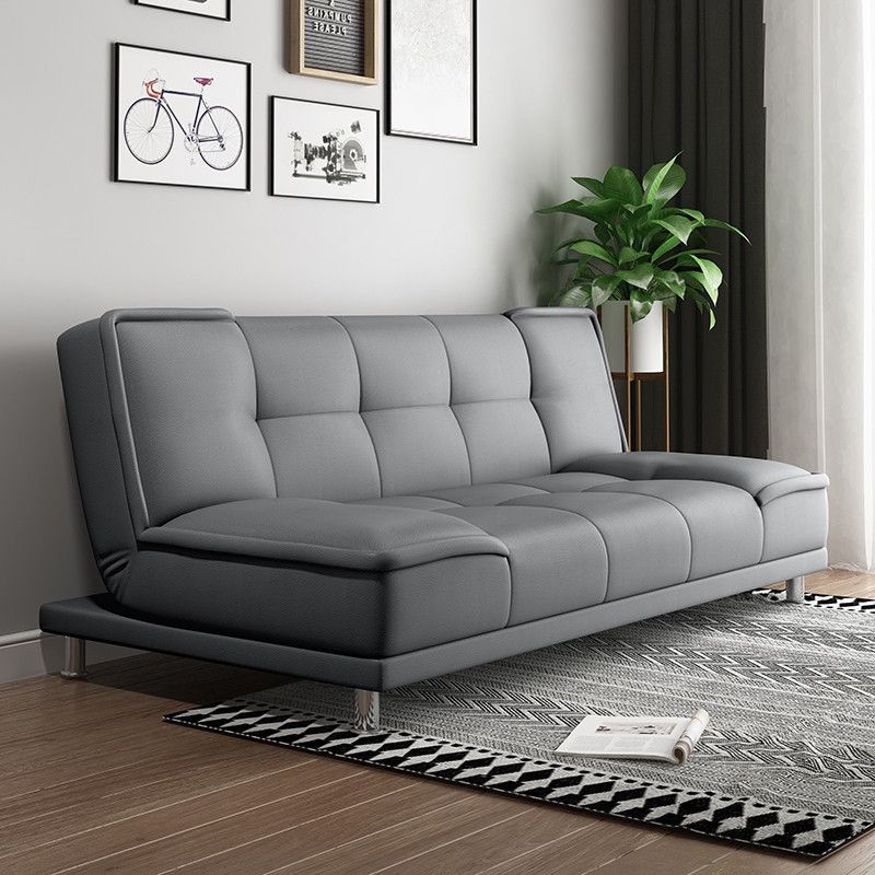 Modern Armless Convertible Chair Single Sleeper Sofa with Biscuit Back