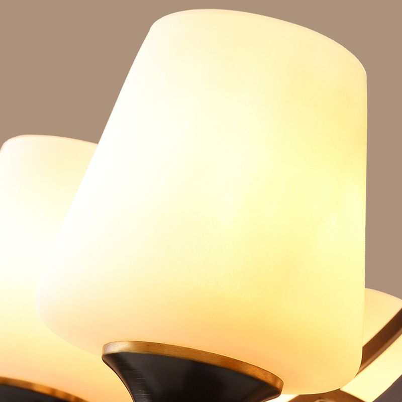 American Brass Chandelier Branch Black Pendant Lamps with Glass for Living Room