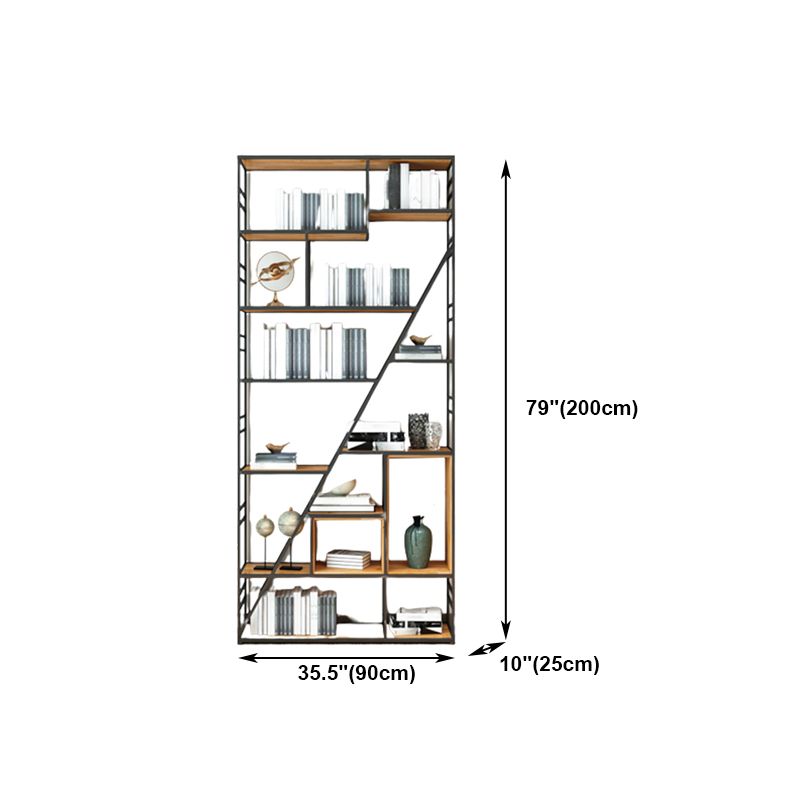 Modern Bookcase Metal and Wooden Shelf Bookcase for Study Room