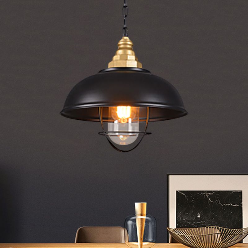 1 Lichtschüssel -Federlampe mit Drahtkäfig Nautical Black Finish Metallic Deckenleuchte für das Restaurant