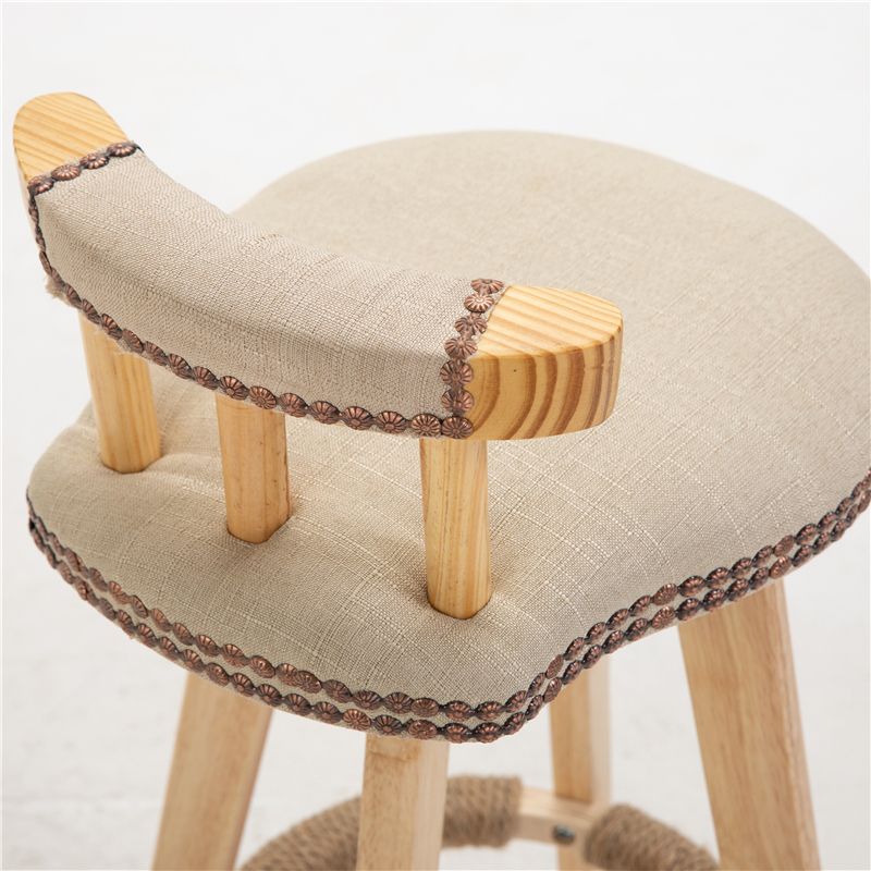 Taburetes escandinavos de madera natural para mostrador, taburetes de bar con respaldo bajo y reposapiés