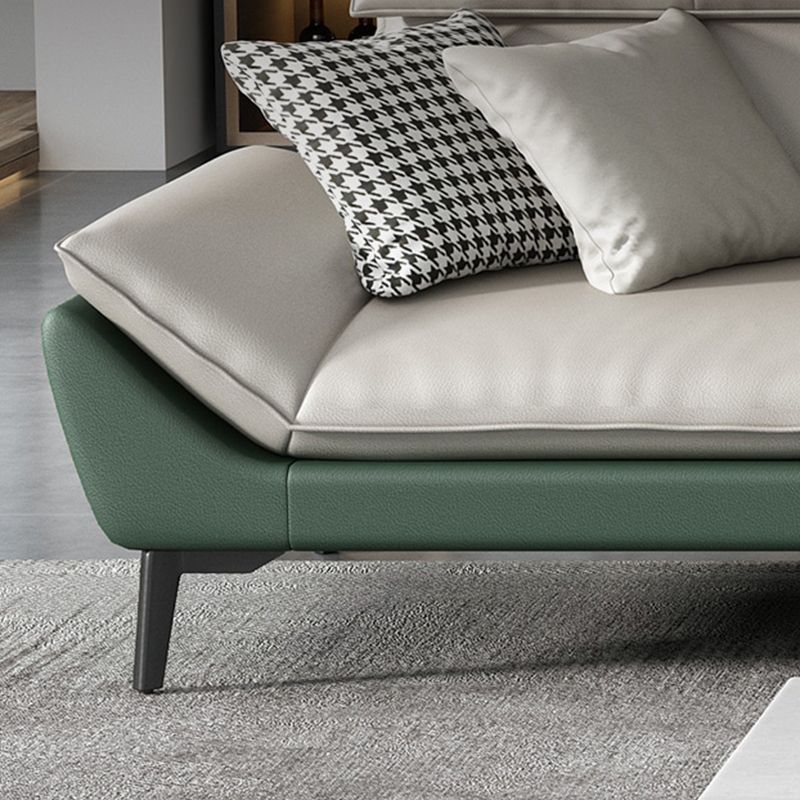 Foam Solid Color Flared Arm Waterproof Genuine Leather Sofa for Home