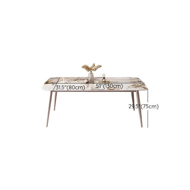 Modern White Stone Rectangular Kitchen Dining Table for Dining Hall