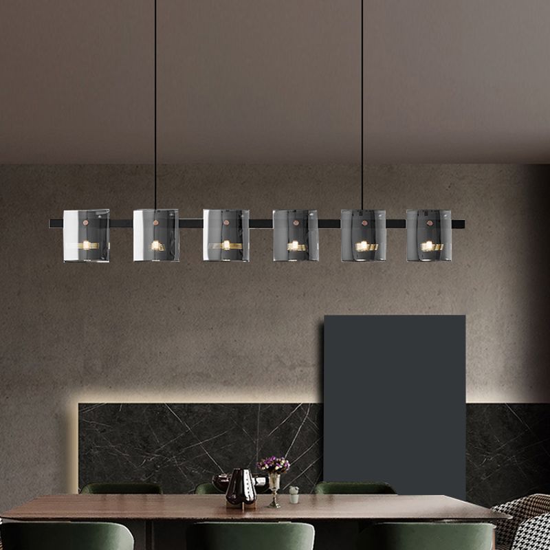 Glass Island Pendant Modern Style Island Light Fixtures for Living Room