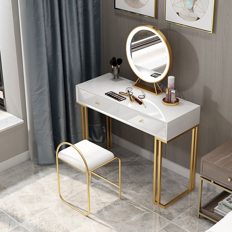 Two Piece Luxurious Wood Vanity Set Black/White Dresser with Stool