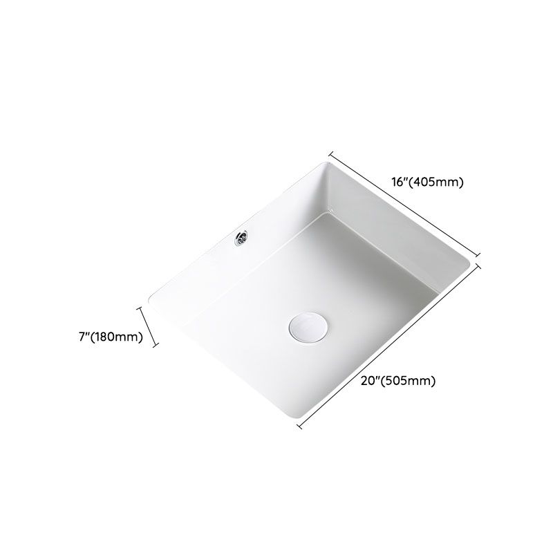 Modern Undermount Bathroom Sink Porcelain with Pop-Up Drain Basin Sink