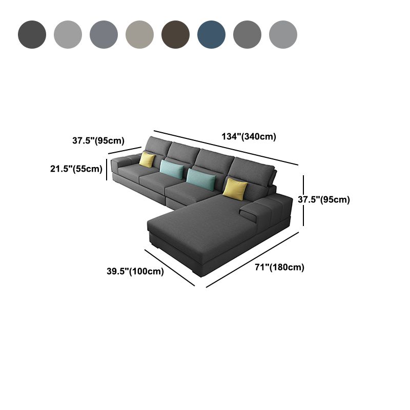 Modern Sectional Sofa with Chaise and Adjustable Head Pillow